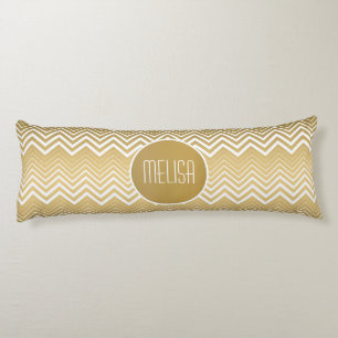 Monogrammatisches Gold und White Zigzag Zickzack Seitenschläferkissen