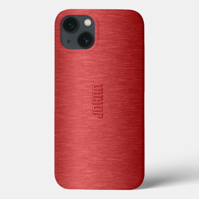 Monogrammatisches Metallisches Rot gebürstetes Alu Case-Mate iPhone Hülle (Rückseite)