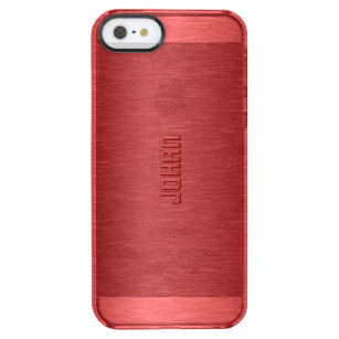 Monogrammatisches Metallisches Rot gebürstetes Alu Durchsichtige iPhone SE/5/5s Hülle
