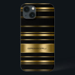 Monogrammatisches Muster aus Gold und schwarzen St title_seo2<br><div class="desc">Elegantes goldenes und schwarzes Streifen Muster. Anpassbare Monogramm.</div>