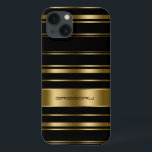 Monogrammatisches Muster aus Gold und schwarzen St title_seo2<br><div class="desc">Elegantes goldenes und schwarzes Streifen Muster. Anpassbare Monogramm.</div>