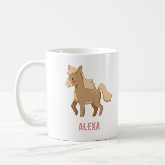 Monogrammatisches Personalisiertes Pferdeschlitten Kaffeetasse (Links)