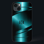 Monogrammatisches Türkis Green Imitats Metallic De Case-Mate iPhone Hülle<br><div class="desc">Elegantes türkisfarbenes grünes Imitat metallisches Design, Edelstahl mit dynamischen Linien. Anpassbare und optionale Monogramm. Es ist auf anderen Produkten erhältlich. Nicht echtes Metall, sondern Bild von metallischer Textur. Wenn Sie Hilfe beim Anpassen, Ändern von Farben oder anderen Designs benötigen, kontaktieren Sie ArtOnWear Designer.Kostenlose Textformatierung mit Live-Hilfe, die auf Anfrage verfügbar...</div>
