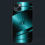 Monogrammatisches Türkis Green Metallic Design Case-Mate iPhone Hülle<br><div class="desc">Elegantes türkisfarbenes Metalldesign,  rostfreier Stahl mit dynamischen Linien. Anpassbare und optionale Monogramm. Es ist auf anderen Produkten erhältlich. Nicht echtes Metall,  sondern Bild von metallischer Textur. Wenn Sie Hilfe beim Anpassen,  Ändern von Farben oder anderen Designs benötigen,  kontaktieren Sie ArtOnWear Designer.Kostenlose Textformatierung mit Live-Hilfe,  die auf Anfrage verfügbar ist.</div>