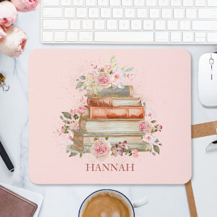 Monogrammbuch und Vintage-Rosen-Exlibris Mousepad