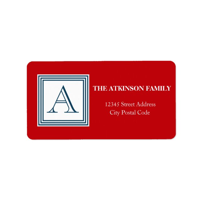 Monogrammdesign Adressaufkleber (Vorne)