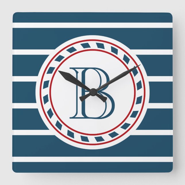 Monogrammdesign Quadratische Wanduhr (Vorderseite)