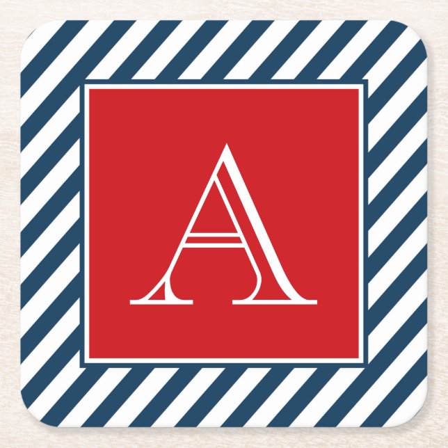 Monogrammdesign Rechteckiger Pappuntersetzer (Vorderseite)