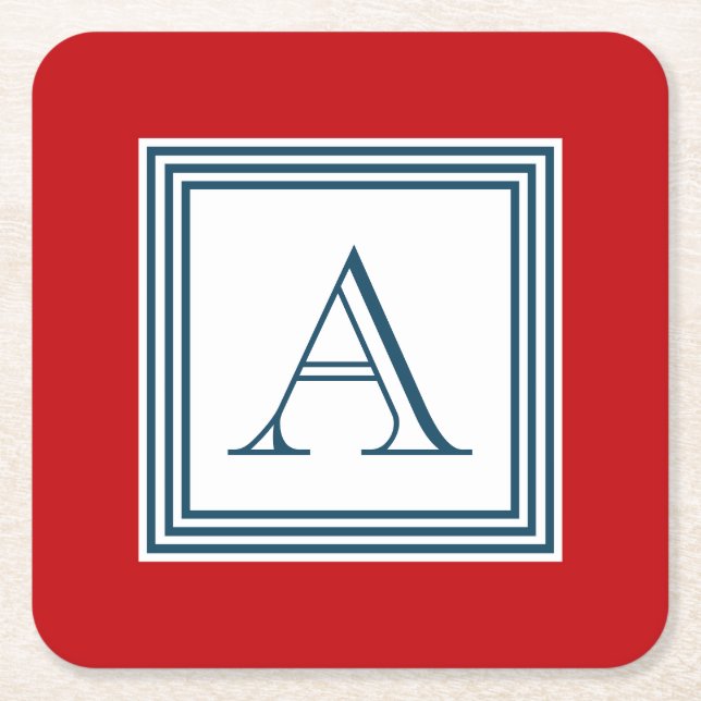 Monogrammdesign Rechteckiger Pappuntersetzer (Vorderseite)