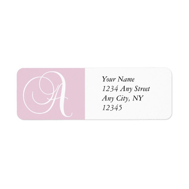 Monogramme A Étiquettes d'adresse de retour rose (Devant)