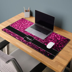 Monogramme à paillettes de faux brillant rose chau