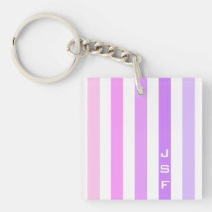 Monogramme à rayures verticales rose et violet