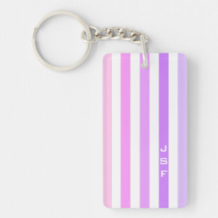 Monogramme à rayures verticales rose et violet