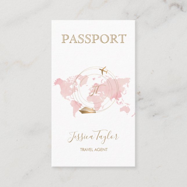 Monogramme Agent de voyage Passport Carte du monde (Devant)