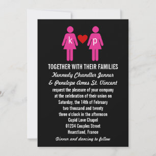 Monogramme Amour Couple Mariage Invitations