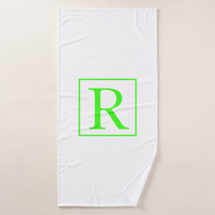 Monogramme Anfangsfarben Neon Grün Weiß farbiges B Badehandtuch
