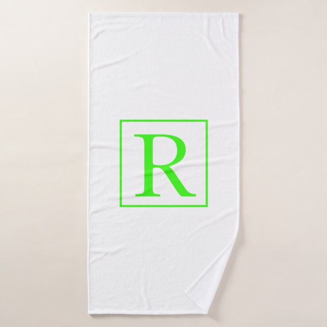 Monogramme Anfangsfarben Neon Grün Weiß farbiges B Badehandtuch (Badehandtuch)