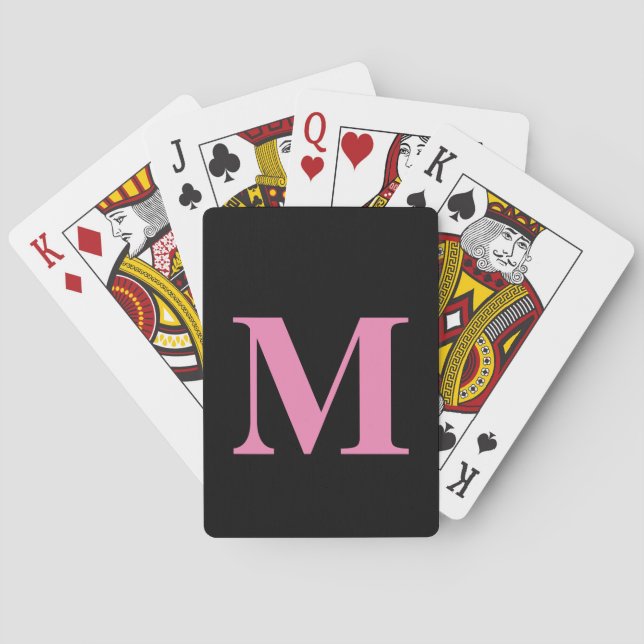Monogramme Anfangsname Pink Black Girly Geschenk G Spielkarten (Rückseite)