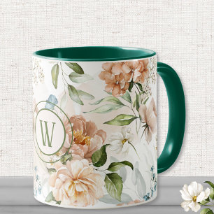 Monogramme Aquarelle Floral 11 oz. Combo mug
