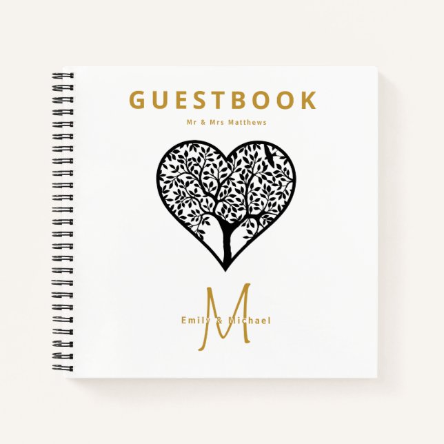 Monogramme Arbre de vie Mariage Livre d'or Blac (Devant)