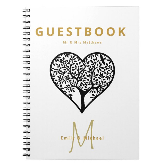 Monogramme Arbre de vie Mariage Livre d'or Blac (Devant)