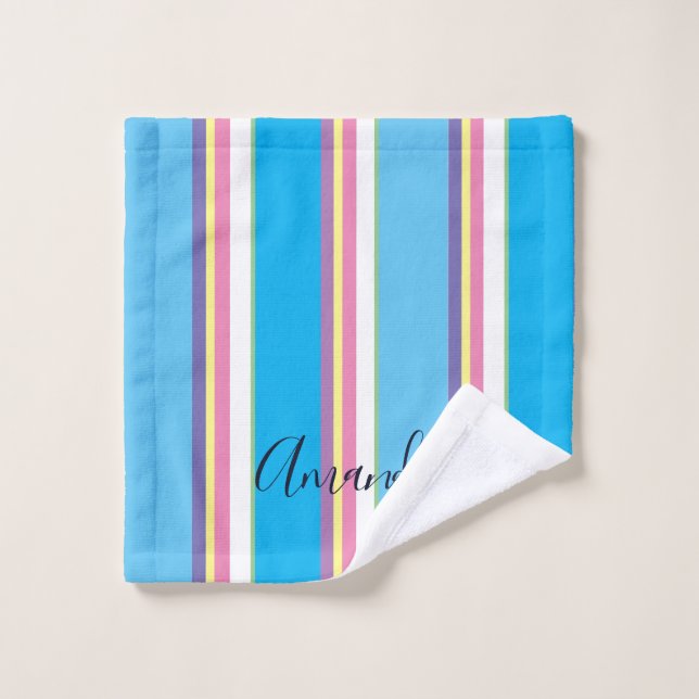 Monogramme arc-en-ciel cursive tendance (Gant de toilette)