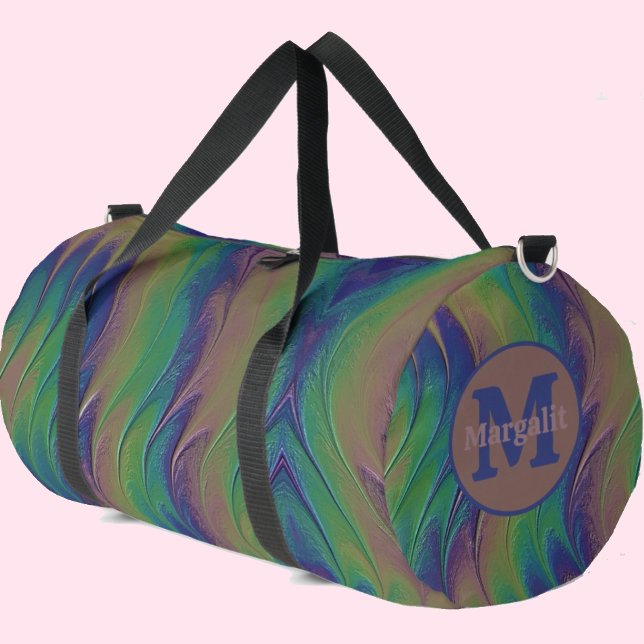 Monogramme arc-en-ciel Strié Grand Sac Duffel (Créateur téléchargé)