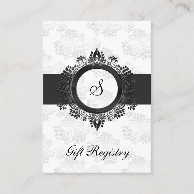 monogramme argent Cartes de registre cadeaux (Devant)