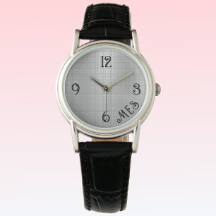 Monogramme Argent et noir 15 Styles Femmes Montre