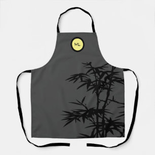Monogramme asiatique Style noir gris rouge tablier