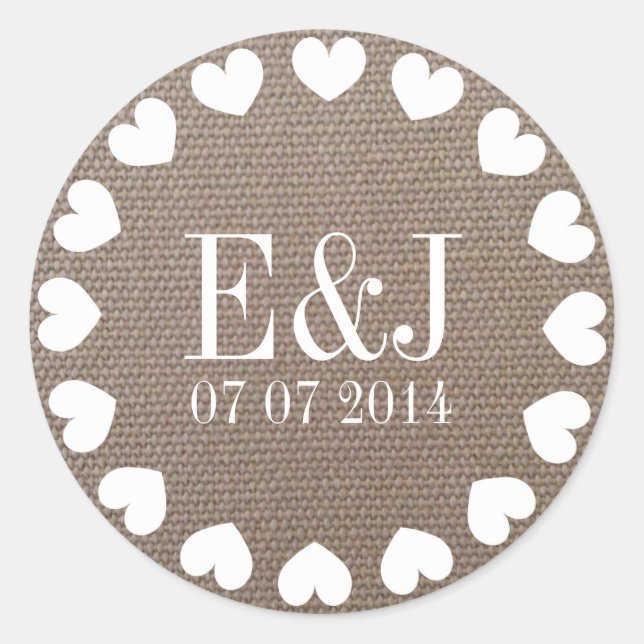 Monogramme autocollants de mariage de coeur | text (Devant)
