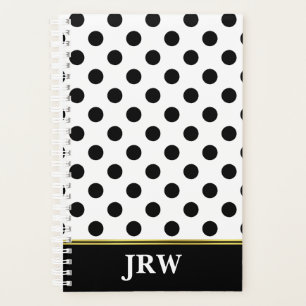 Monogramme avec point Polka noir et blanc