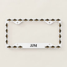 Monogramme avec poisson carpe sur blanc