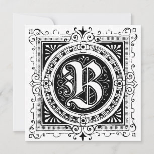 Monogramme B Modèle floral noir et blanc initial