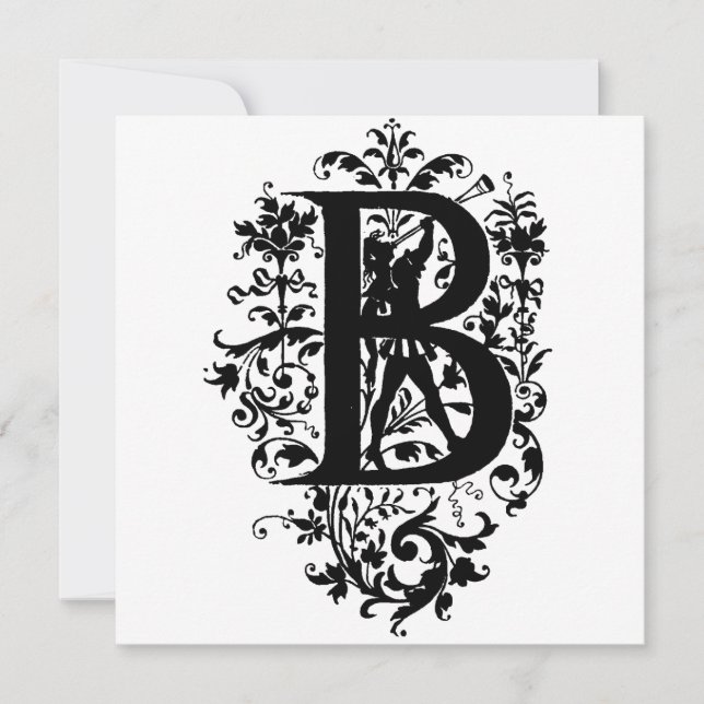 Monogramme B Modèle floral noir et blanc initial (Devant)