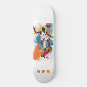 Monogramme Basketball Design unique Skateboard