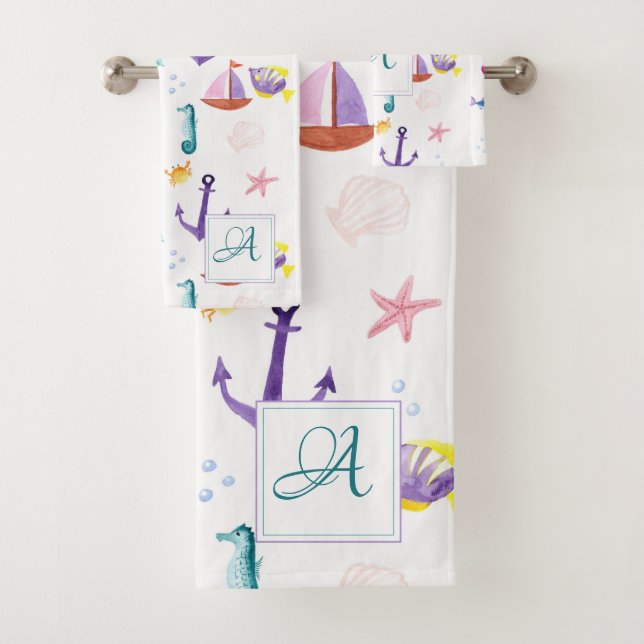 Monogramme Beachhut Enfants Salle de bain Ocean Li (En situation)