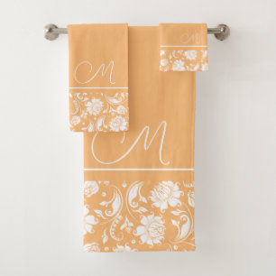 monogramme beige et blanc vintage damas