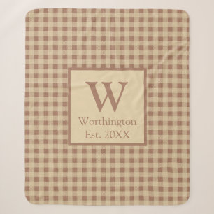Monogramme Beige Rouille Buffle Plaid Campagne Rus