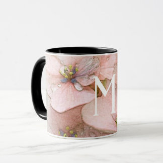 Monogramme Belle Pêche Aquarelle Fleur Mug