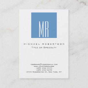 Monogramme blanc bleu gris chic chic Carte de visi