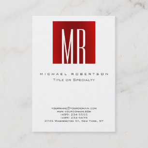 Monogramme blanc Carte de visite rouge tendance
