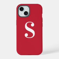 Monogramme blanc minimal sur fond rouge
