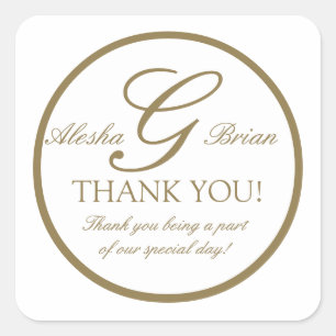 Monogramme Blanc Or G Mariage Faveur Stickers