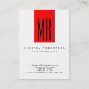 Monogramme Blanc Rouge Grille Grand Carte de visit