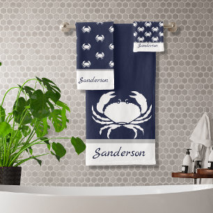 monogramme bleu blanc bleu marine de crabe