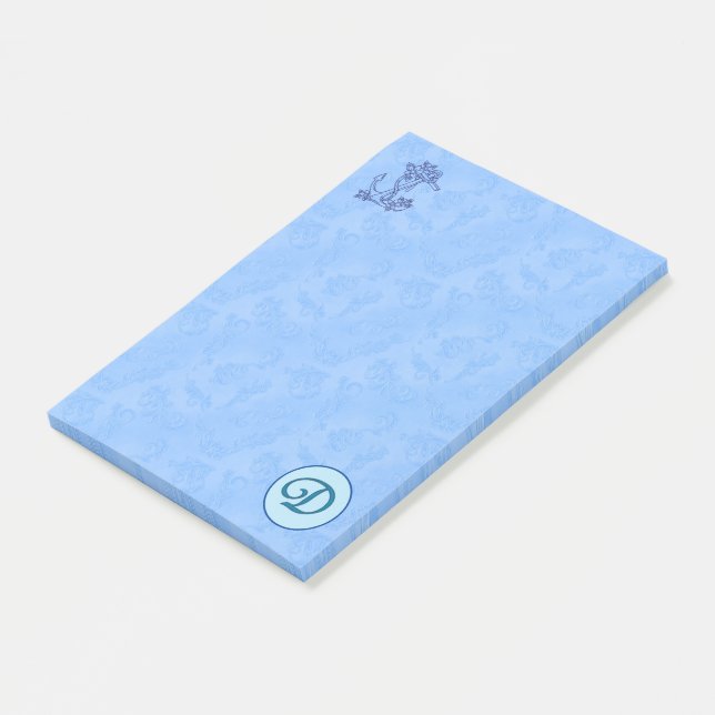 Monogramme bleu céleste (A-Z) Post-it Notes (Incliné)