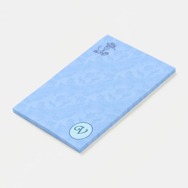 Monogramme bleu céleste (A-Z) Post-it Notes (Incliné)