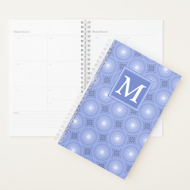 Monogramme bleu cercles motif (Devant avec enveloppe)