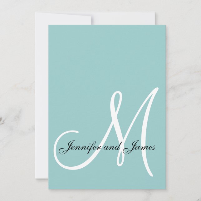 Monogramme bleu Faire-part de mariage initial 2013 (Devant)